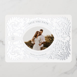 Invitation En Aluminium Regal Embellisté Enregistrer La Date Photo Cadre D