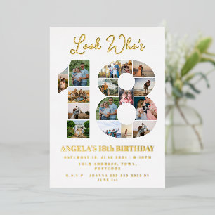 Invitation En Aluminium Regardez qui a 18 ans Photo Collage anniversaire a