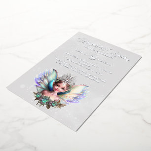 Invitation En Aluminium Reine des neiges en feuille d'argent, merveilleux