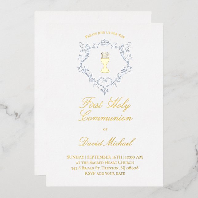 Invitation En Aluminium religious Catholic First Holy Communion (Recto/Verso)