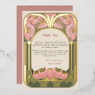 Invitation En Aluminium Remerciement de mariage Art Nouveau vintage rose v