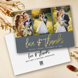 Invitation En Aluminium Remerciement de mariage luxe en or Photo Collage