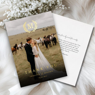 Invitation En Aluminium Remerciement de mariage photo 1 Monogramme Crête É