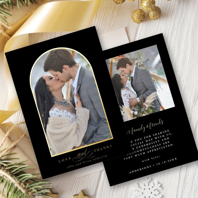 Invitation En Aluminium Remerciement de mariage photo d'Arche Élégante Amo (Front & Back)