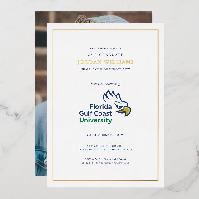Invitation En Aluminium Remise des diplômes de l'Université de la côte du  (Recto/Verso)