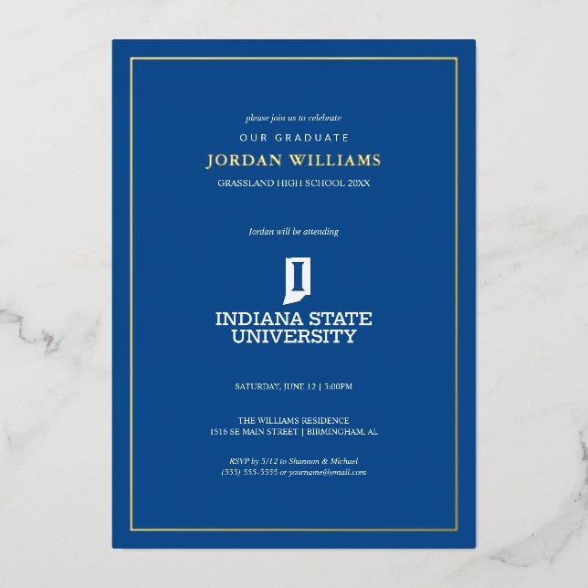 Invitation En Aluminium Remise des diplômes de l'Université d'État de l'In (Recto)