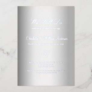 Invitation En Aluminium Renouvellement de vœux argent blanc 25e anniversai