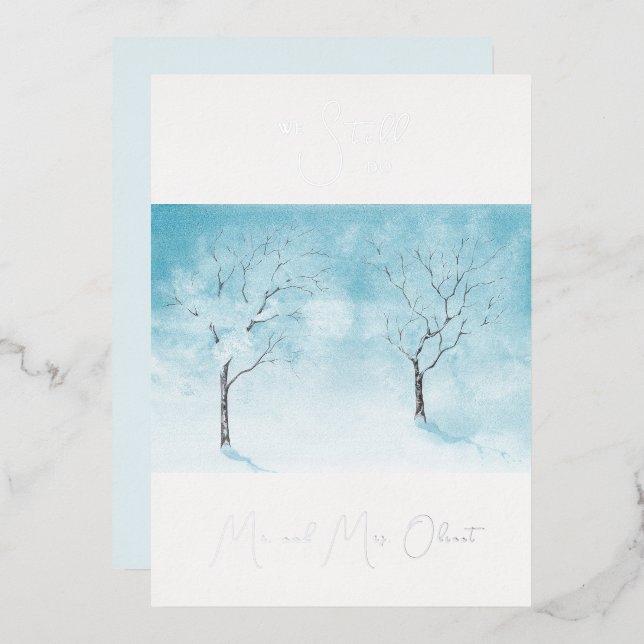 Invitation En Aluminium Renouvellement de Vœux de Fraîcheur d'Hiver 25 ans (Recto/Verso)