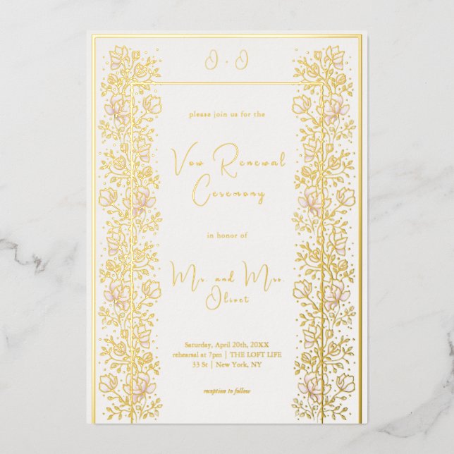 Invitation En Aluminium Renouvellement du Vow rose Magnolia (Recto)