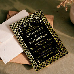 Invitation En Aluminium Répétition de Mariage Art Déco des années 1920 vin