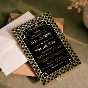 Invitation En Aluminium Répétition de Mariage Art Déco des années 1920 vin