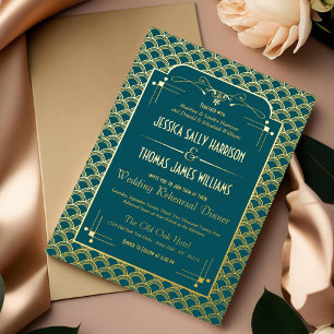 Invitation En Aluminium Répétition de mariage Gatsby Art Déco vintage des