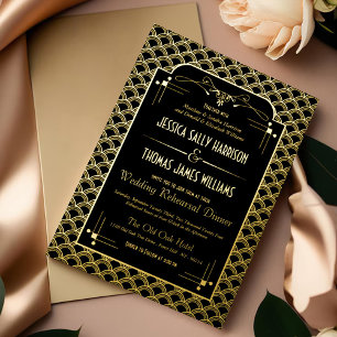 Invitation En Aluminium Répétition de mariage Gatsby Art Déco vintage des