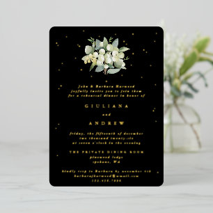 Invitation En Aluminium Répétition Mariage Black Snowberry+Eucalyptus