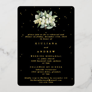 Invitation En Aluminium Répétition Mariage Black Snowberry+Eucalyptus