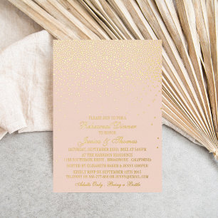 Invitation En Aluminium Répétition Mariage de Confetti en or rose et glam