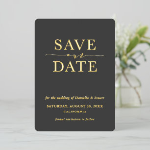 Invitation En Aluminium RÉSERVER LA DATE moderne élégant minimal gris char