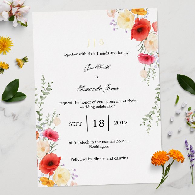 Invitation En Aluminium Ressort floral de coquelicot (Créateur téléchargé)