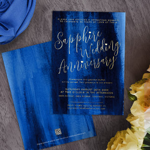 Invitation En Aluminium Résumé bleu saphir abstrait 45e anniversaire de ma