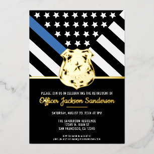 Invitation En Aluminium Retraite de la police Ligne Bleue Mince Applicatio