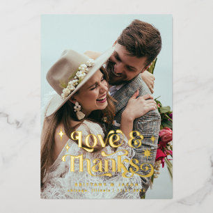 Invitation En Aluminium Retro Love and Thanks Overlay