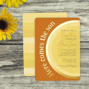 Invitation En Aluminium Retro Sunshine Voici venir le fils Baby Shower