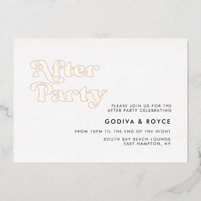 Invitation En Aluminium Retro Wedding After Party (Recto)