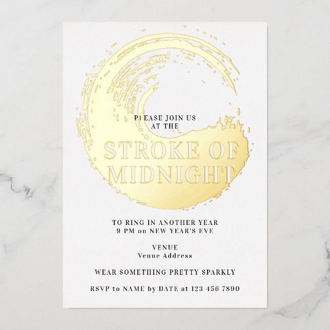 Invitation En Aluminium Réveillon du Nouvel An à minuit (Recto)