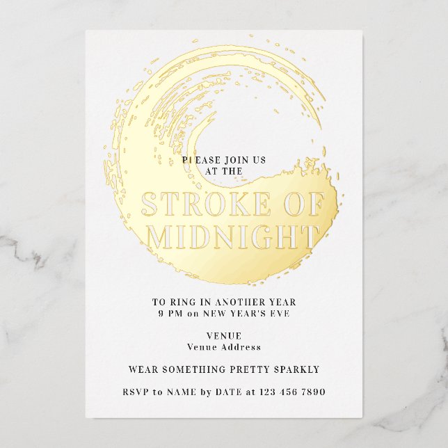 Invitation En Aluminium Réveillon du Nouvel An à minuit sonnant (Recto)