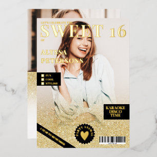 Invitation En Aluminium Revue couverture 2 photo or parties scintillant om