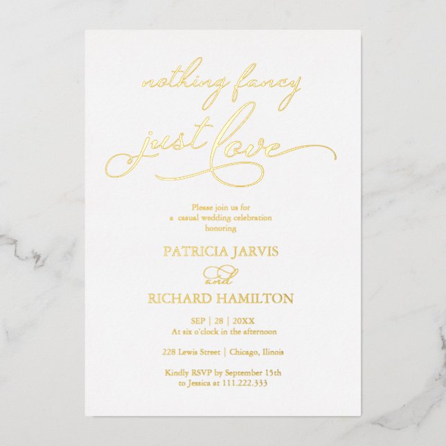 Invitation En Aluminium Rien De Fancy Just Love Chic Script Mariage (Recto)