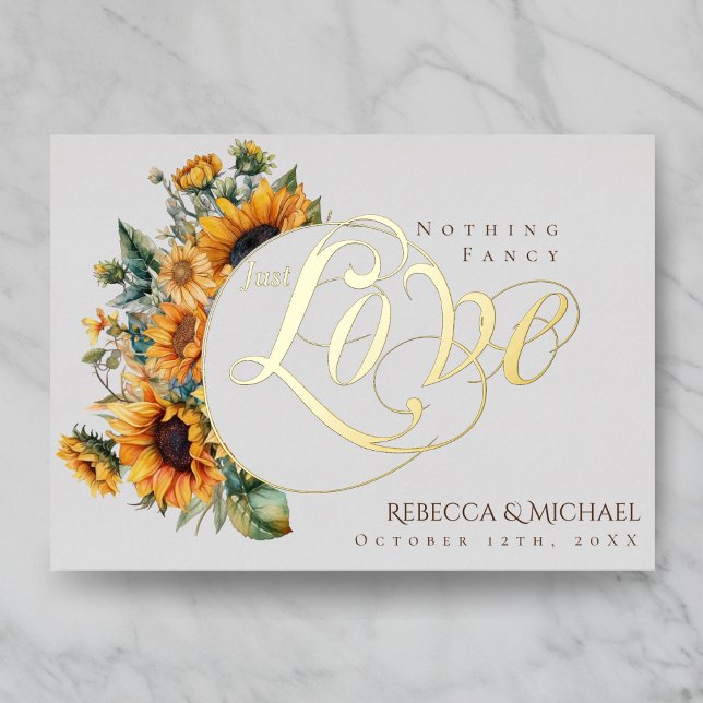 Invitation En Aluminium Rien de fantaisie Juste aimer Mariage de tournesol (Créateur téléchargé)
