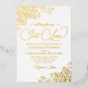 Invitation En Aluminium Rien de fantaisie Juste aimer Or & Mariage blanc