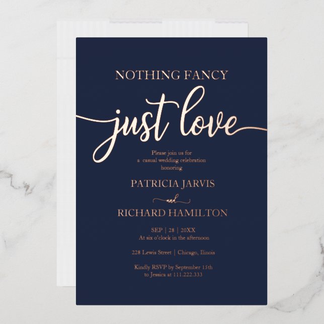 Invitation En Aluminium Rien de fantaisie Juste Amour Mariage Décontracté (Enveloppe)