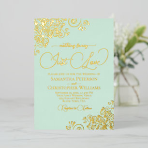 Invitation En Aluminium Rien de fantaisie Juste Amour Mariage Mint Vert & 