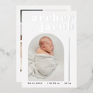 Invitation En Aluminium RILEY Annonce de naissance bébé photo Arche en feu
