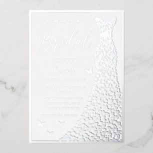 Invitation En Aluminium Robe à Feuille d'Argent & Bordure Baby Shower