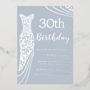 Invitation En Aluminium Robe à huile d'argent élégant 30e anniversaire