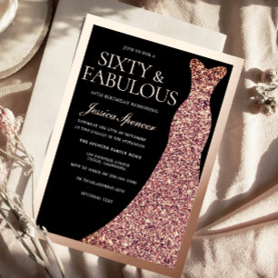 Invitation En Aluminium Robe à paillettes et rose gold pour 60e anniversai