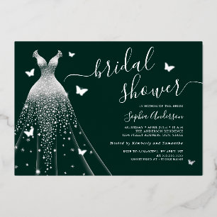 Invitation En Aluminium Robe à paillettes Papillon Émeraude pour Baby Show
