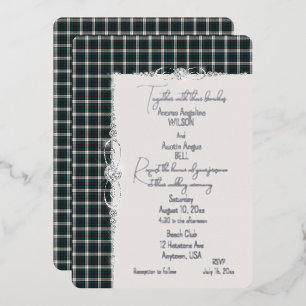 Invitation En Aluminium Robe Black Watch Tartan Plaid Mariage