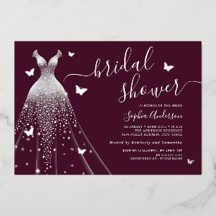 Invitation En Aluminium Robe de scintillement de papillon de Bourgogne Sho