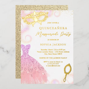 Invitation En Aluminium Robe de soirée Quinceanera Violet Rose pour Soirée