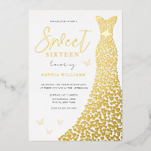 Invitation En Aluminium Robe d'huile d'or Papillon doux 16 Partie