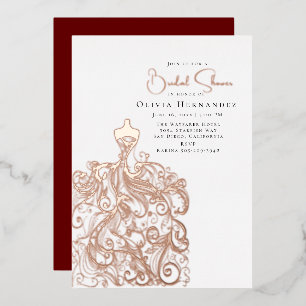 Invitation En Aluminium Robe élégante esquissée pour la douche de la marié