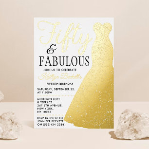 Invitation En Aluminium Robe élégante et stylée Cinquante ans et fêtard