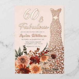 Invitation En Aluminium Robe en feuille d'or rose Bohème Floral 60e annive