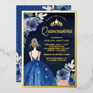 Invitation En Aluminium Robe Fleurie Bleu Royal Robe de Quinceañera Bleu M