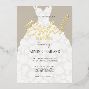 Invitation En Aluminium Robe florale moderne en pierre pour douche de mari