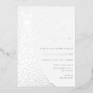 Invitation En Aluminium Robe Forty & Fab 40e anniversaire Real Silver